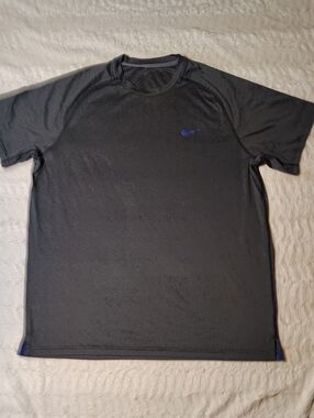 Nike Black Short-Sleeve Performance Tee with Blue Swoosh